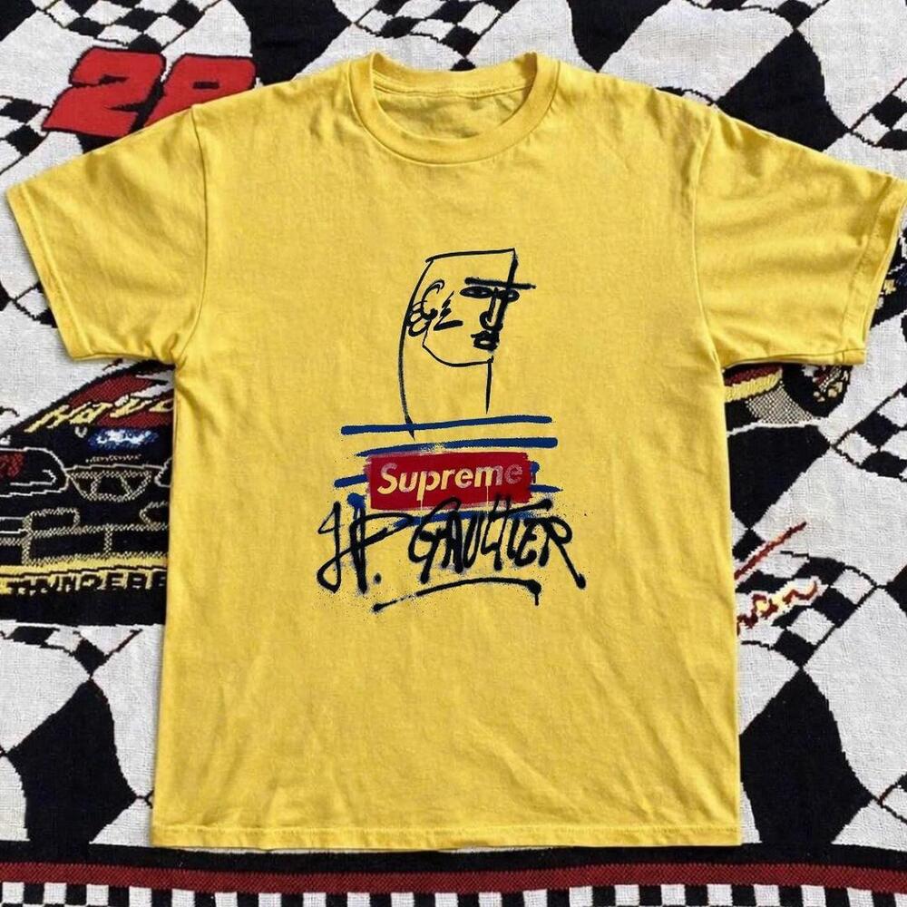 Gildan Yellow T Shirt Yellow Supereme Jean Paul Gaultier Graphic Tee
